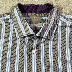 Thomas Dean XXL Striped Long Sleeve Button‎ Up Shirt Men's Casual Meeting Office